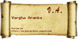 Vargha Aranka névjegykártya